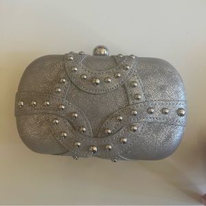 Evening clutch bag in silver